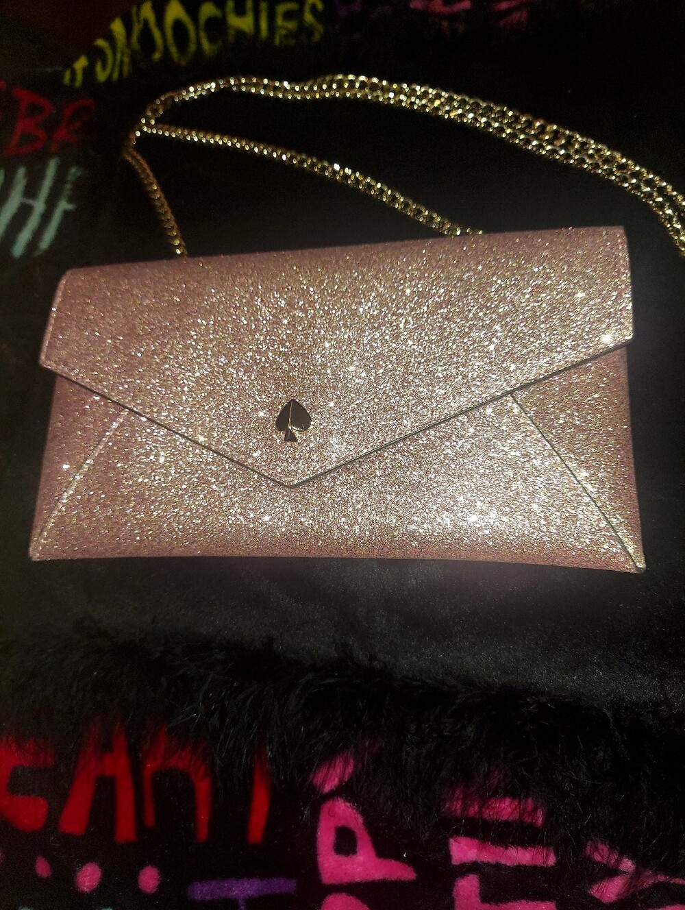 Kate Spade Blush Pink Glitter Envelope Crossbody NWOT